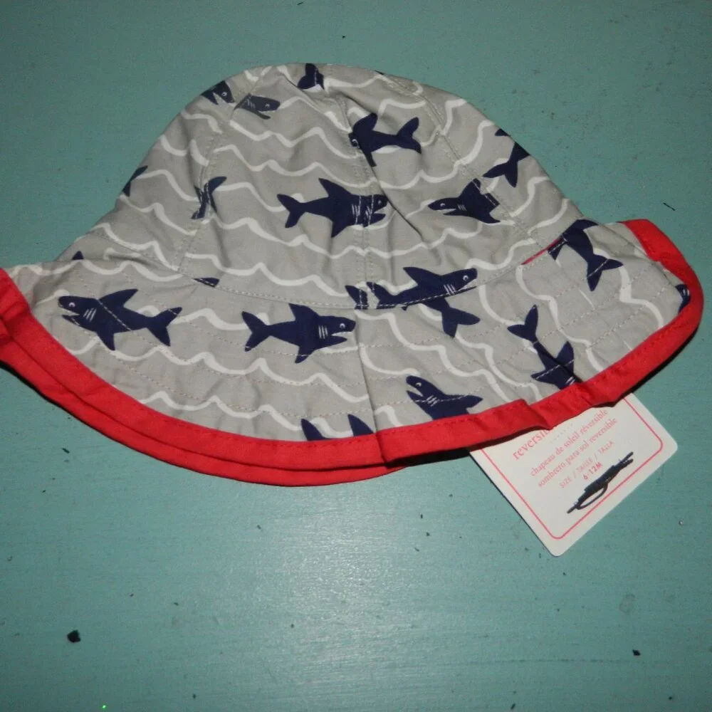 Pottery Barn Kids Reversible Sun Hat Sz 6-12 Mths (EE-26)
